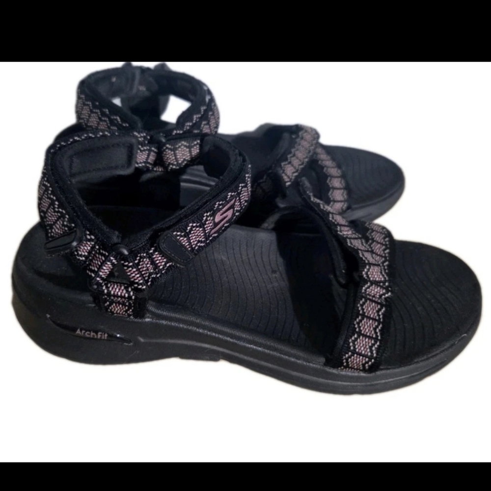 Skechers Go Walk Arch Fit Sandals Women's Size 8 Black Shoes